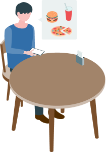 スマホで注文をする男性のイラスト